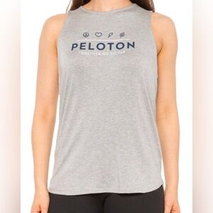 EUC Peloton Gray T Back Tank Top. Size XL. “Together We Go Far” printed in front